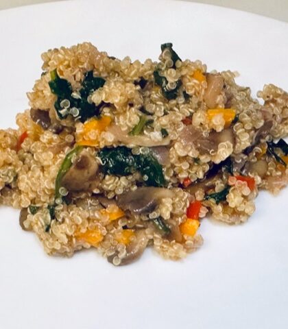 One cup of Quinoa Vegetable Pilaf on plate