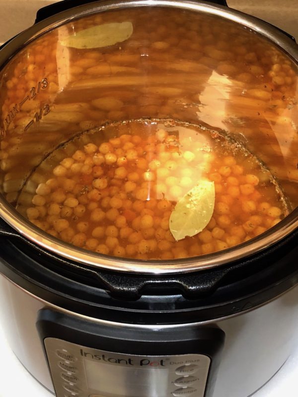 Cooking Garbanzo Beans in Instant Pot with water.