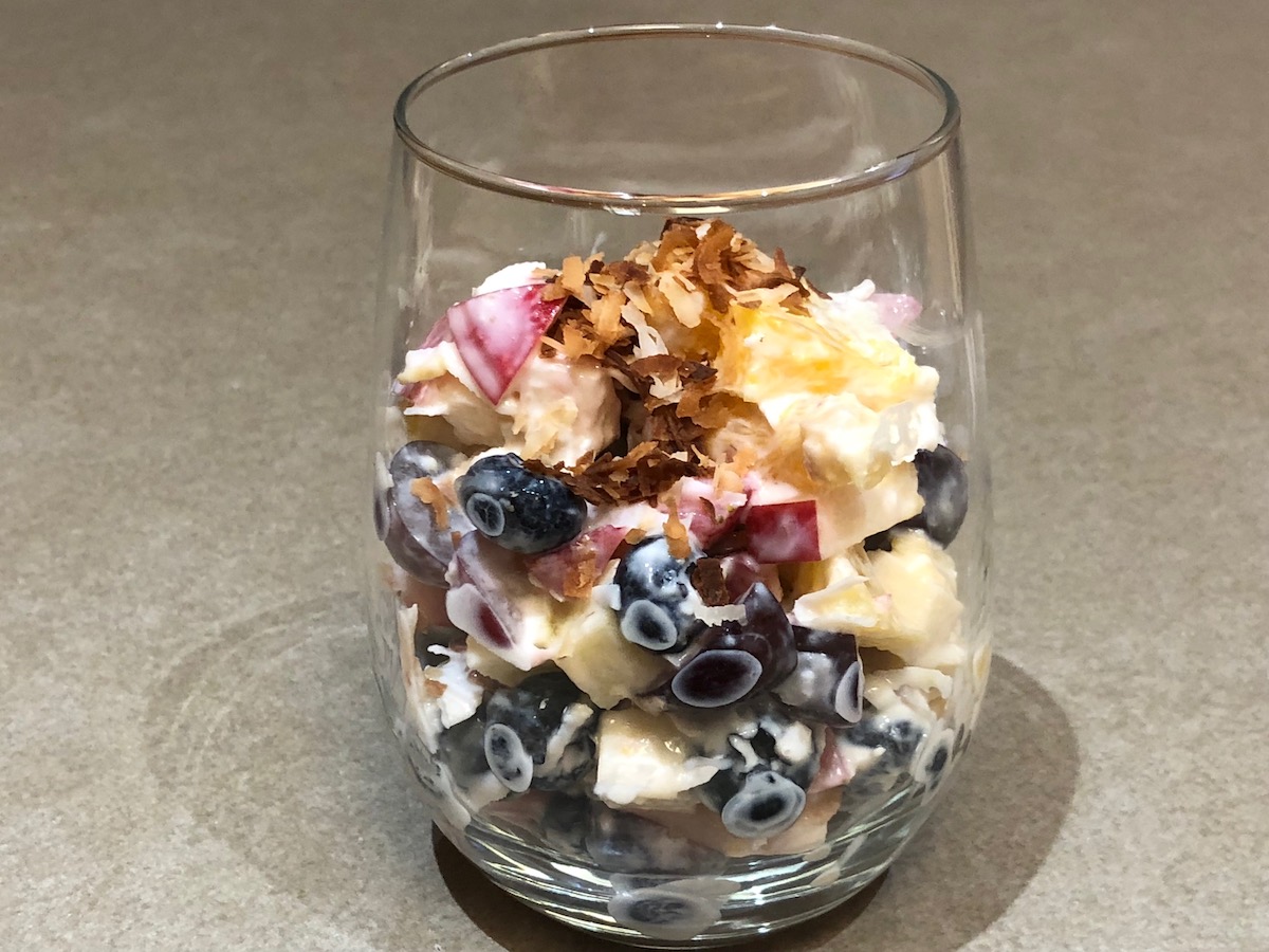 Fresh Fruit Yogurt Salad in a glass