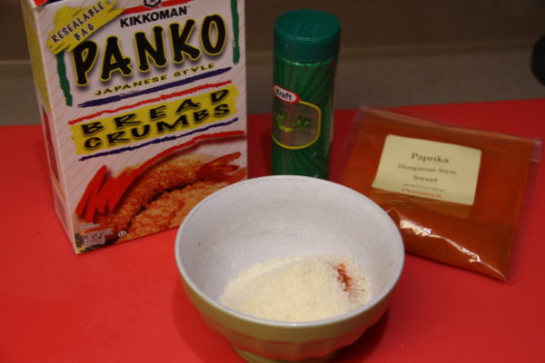 Breading ingredients mixed in a small bowl.