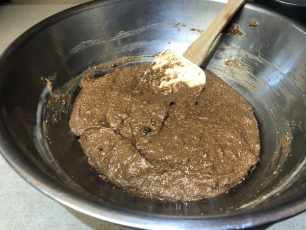 Mixing Chocolate Banana Oatmeal cookies