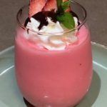 Berry Yogurt Tapioca Gelatin with Strawberries and Chocolate Sauce