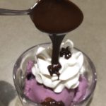 Chocolate Mint Fudge Sauce over Frozen Cherry Yogurt