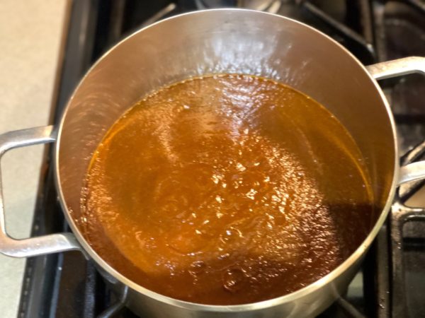 Pour puree into sauce pan.