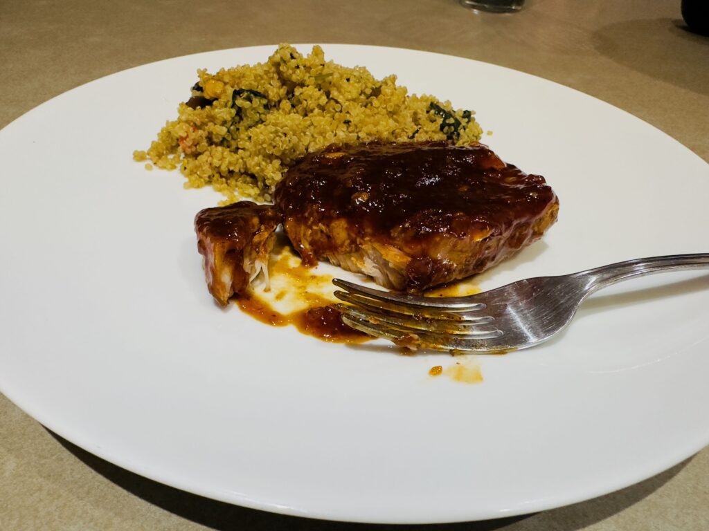 BBQ Pork Chop made in Instant Pot with Quinoa Pilaf